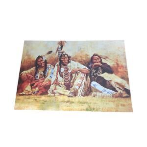 Howard Terpning 1984 Native American Warriors Art Print Western Painting VTG